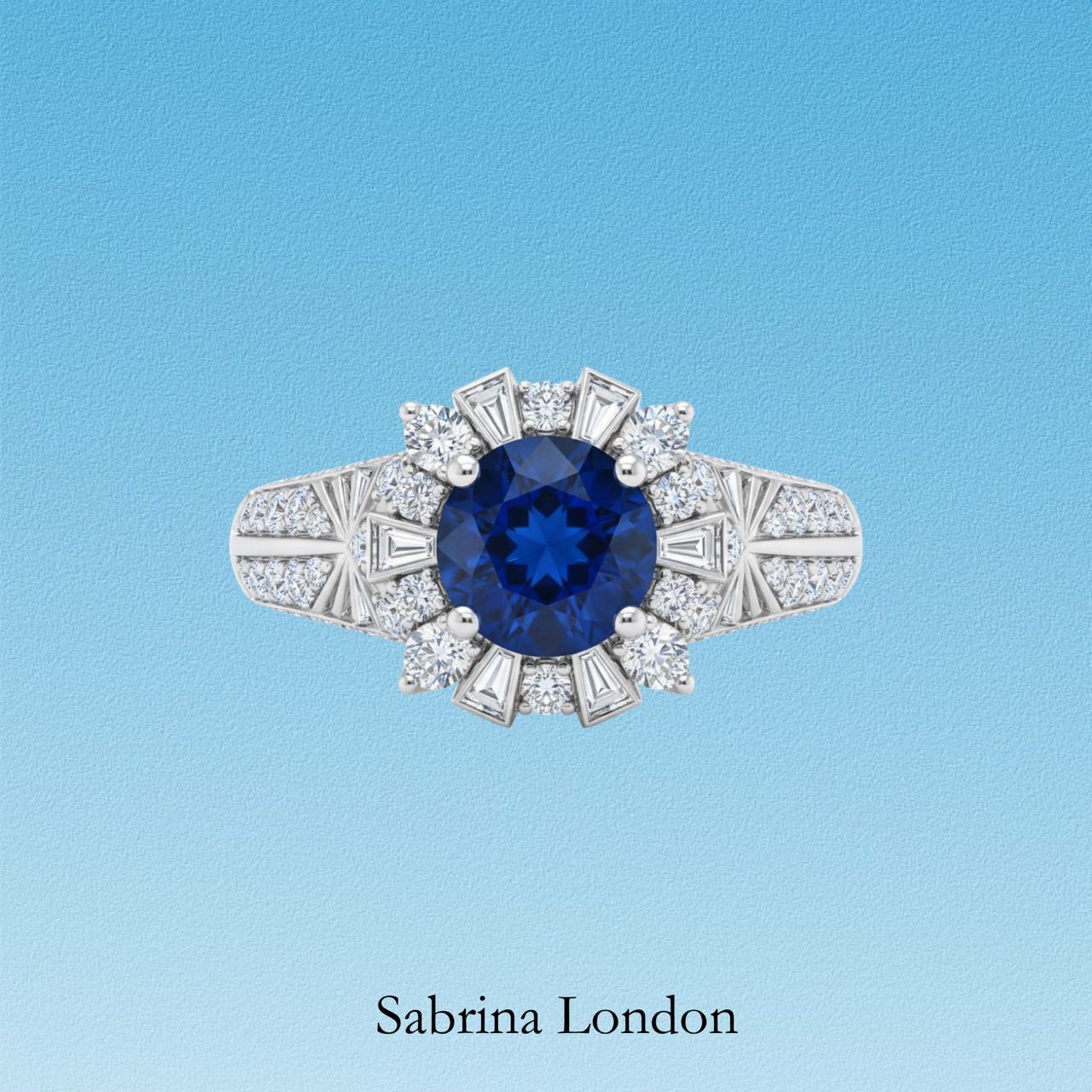 Sabrina London Classic Ring Lab-Grown “Royal blue”sapphire 18K Gold 5-carat Center Stone