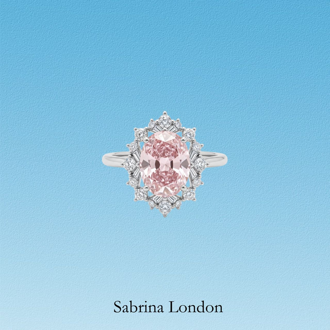 Sabrina London classic ring Lab-Grown pink Sapphire 18K gold 5-carats Center stone