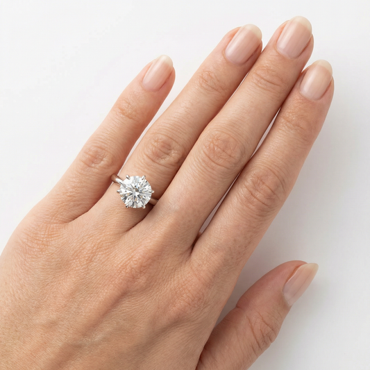 Sabrina London classic ring Lab-Grown diamond D/VS1 18K gold 3-carats Center stone