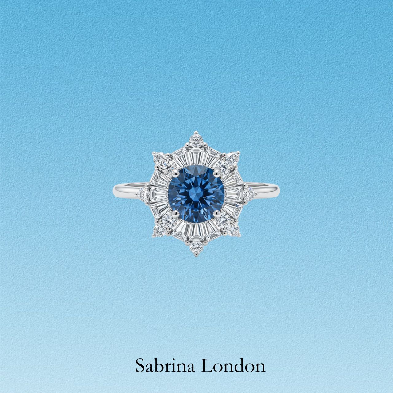 Sabrina London classic ring Lab-Grown “Cornflower Blue”sapphire 18k gold 5-carats Center stone