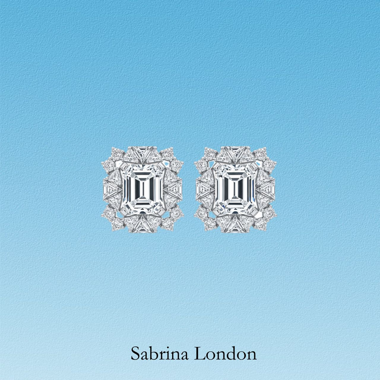 Sabrina London classic stud earrings Lab-Grown diamond D/VS1 18K gold 3-carats Center stone