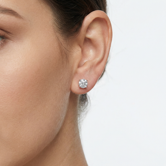 Sabrina London classic stud earrings Lab-Grown diamond D/VS1 18K gold 1-carats Center stone