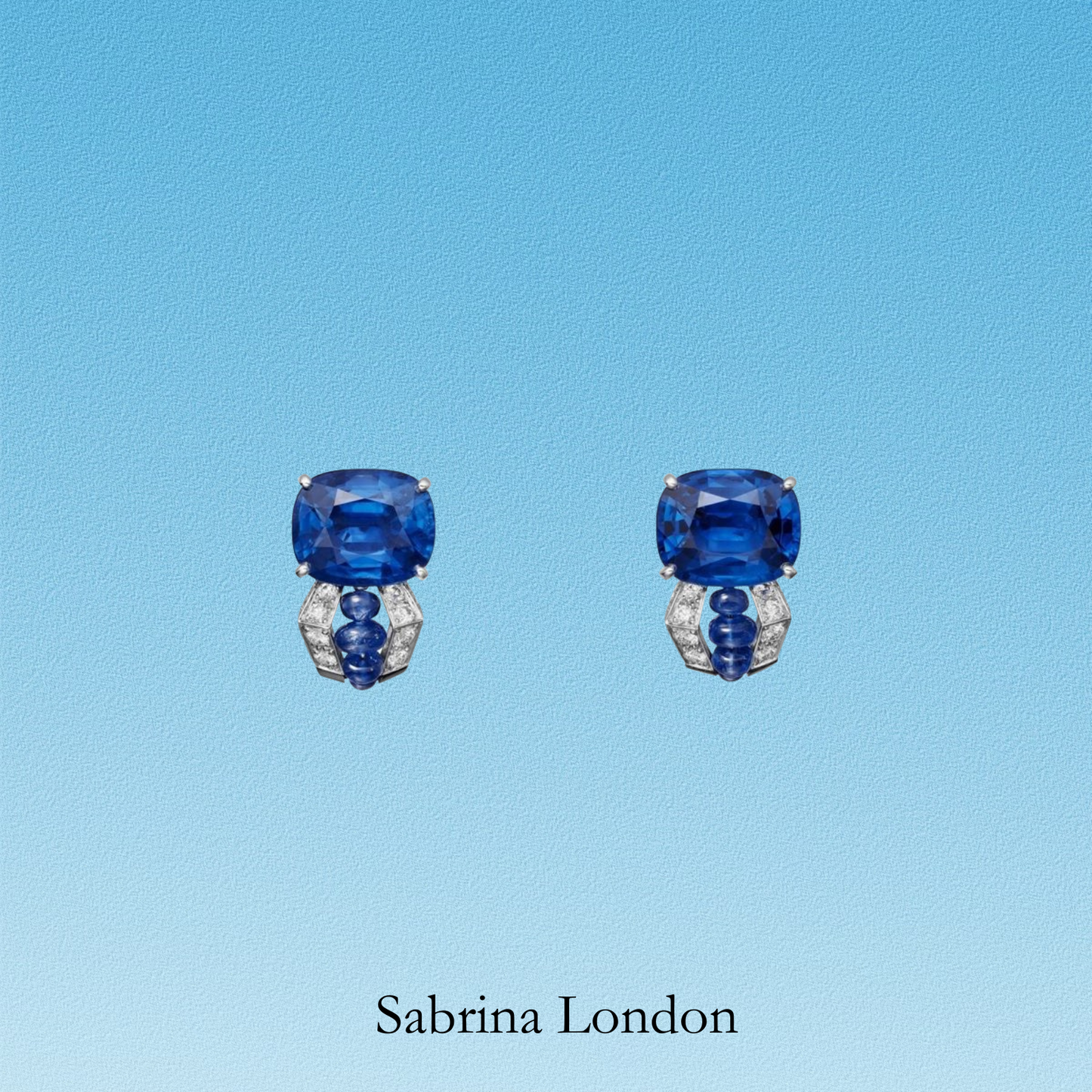 Sabrina London Classic stud earrings Lab-Grown Sapphire 18K Gold 3ct centre stone