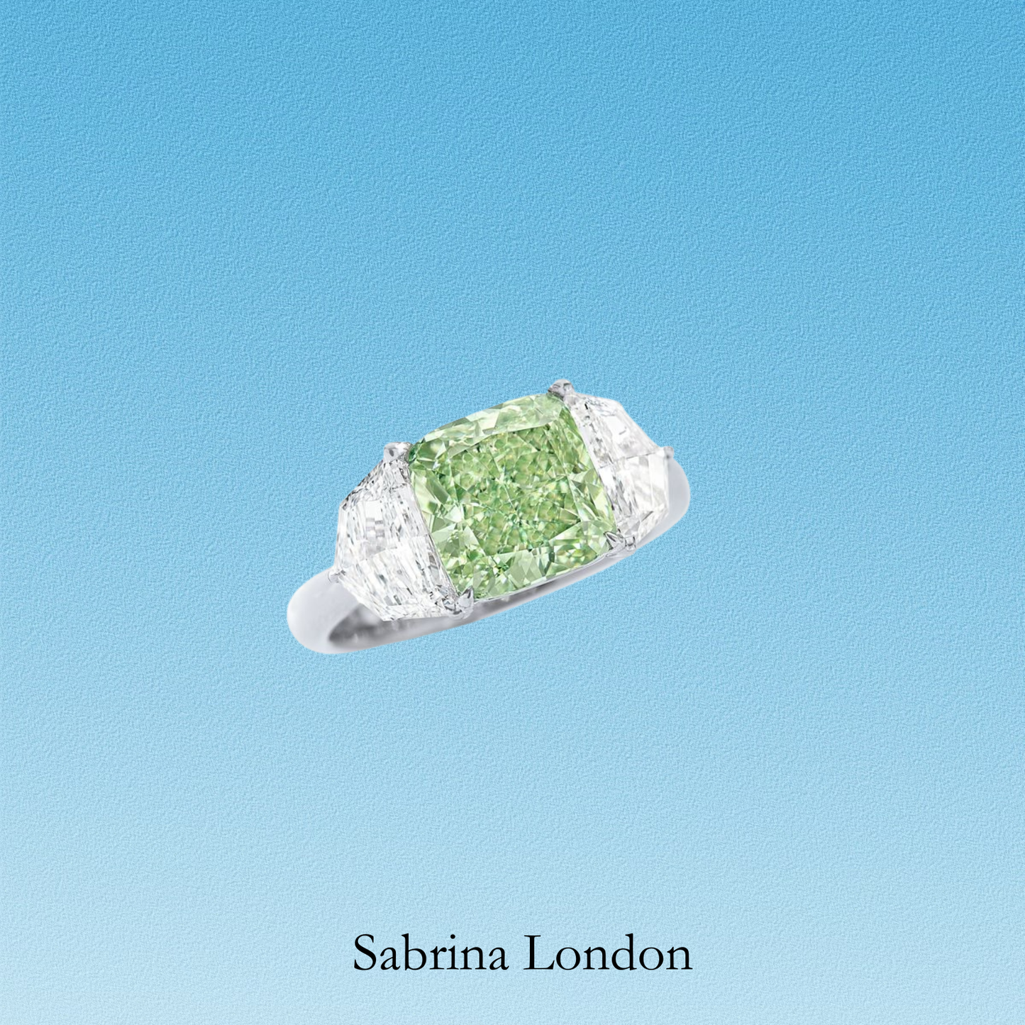 Sabrina London Classic Ring Lab-Grown Fnacy vivid Green diamond 18K Gold 5-6ct Central Stone