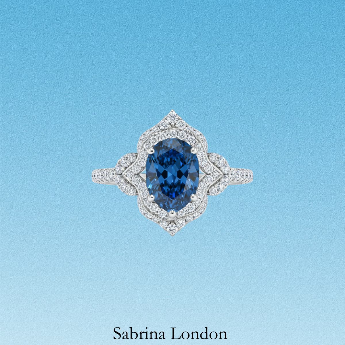 Sabrina London Classic Ring Lab-Grown “Royal blue”sapphire 18K Gold 5-carat Center Stone