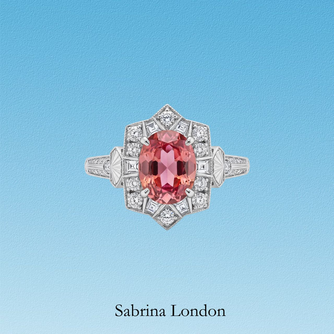 Sabrina London classic ring Lab-Grown  pink Sapphire 18K gold 5-carats Center stone