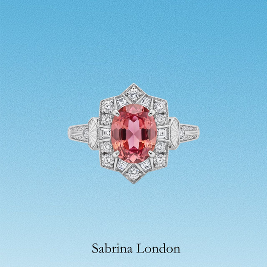 Sabrina London classic ring Lab-Grown  pink Sapphire 18K gold 5-carats Center stone
