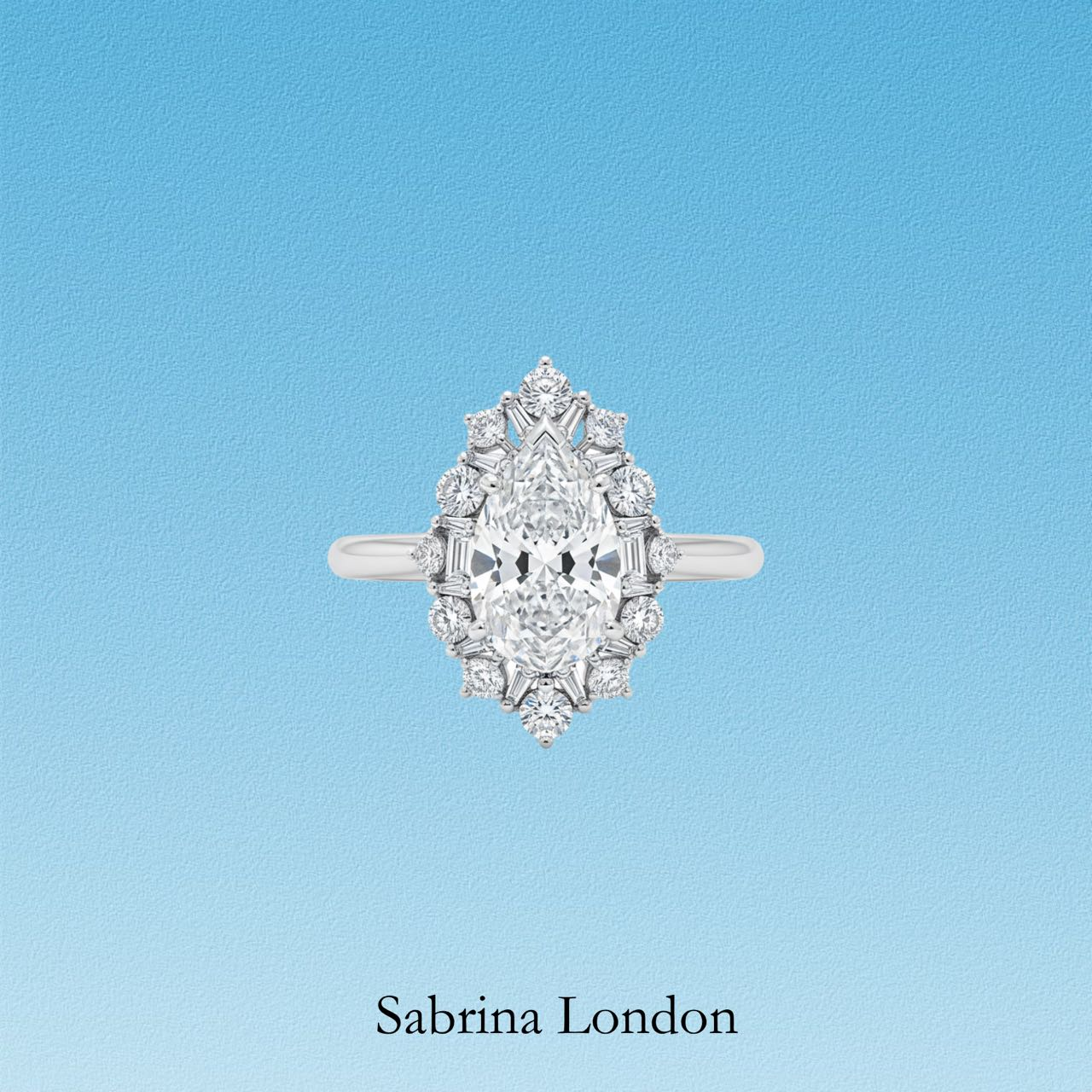 Sabrina London Classic Ring Pear-Cut Lab-Grown Diamond 18K Gold 5-carat Lab-Grown Diamond Halo