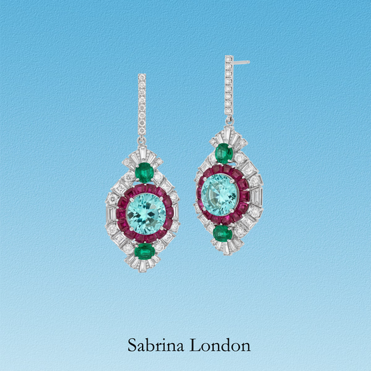 Sabrina London classic eardrop Lab-Grown  emerald 18K gold 5-6carats Center stone