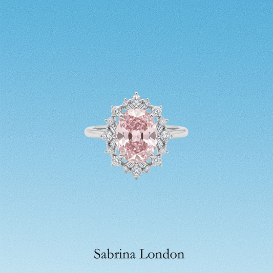 Sabrina London classic ring Lab-Grown pink Sapphire 18K gold 5-carats Center stone
