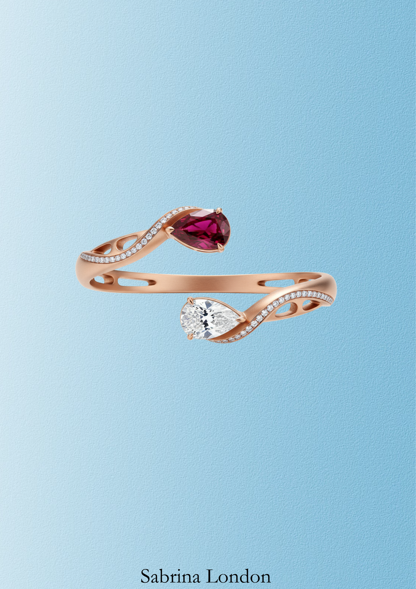 Sabrina London Classic bracelet Lab-Grown Ruby& Diamond 18K Gold 5ct each Dual Stone