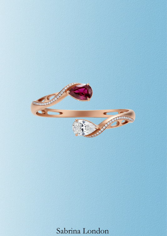 Sabrina London Classic bracelet Lab-Grown Ruby& Diamond 18K Gold 5ct each Dual Stone