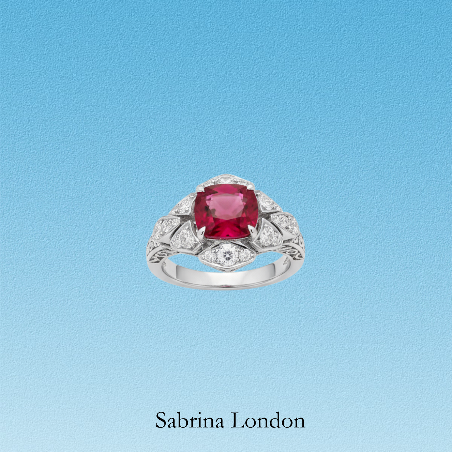 Sabrina London Classic Ring Lab-Grown “pigeon blood”Ruby 18K Gold 5-6ct Center Stone