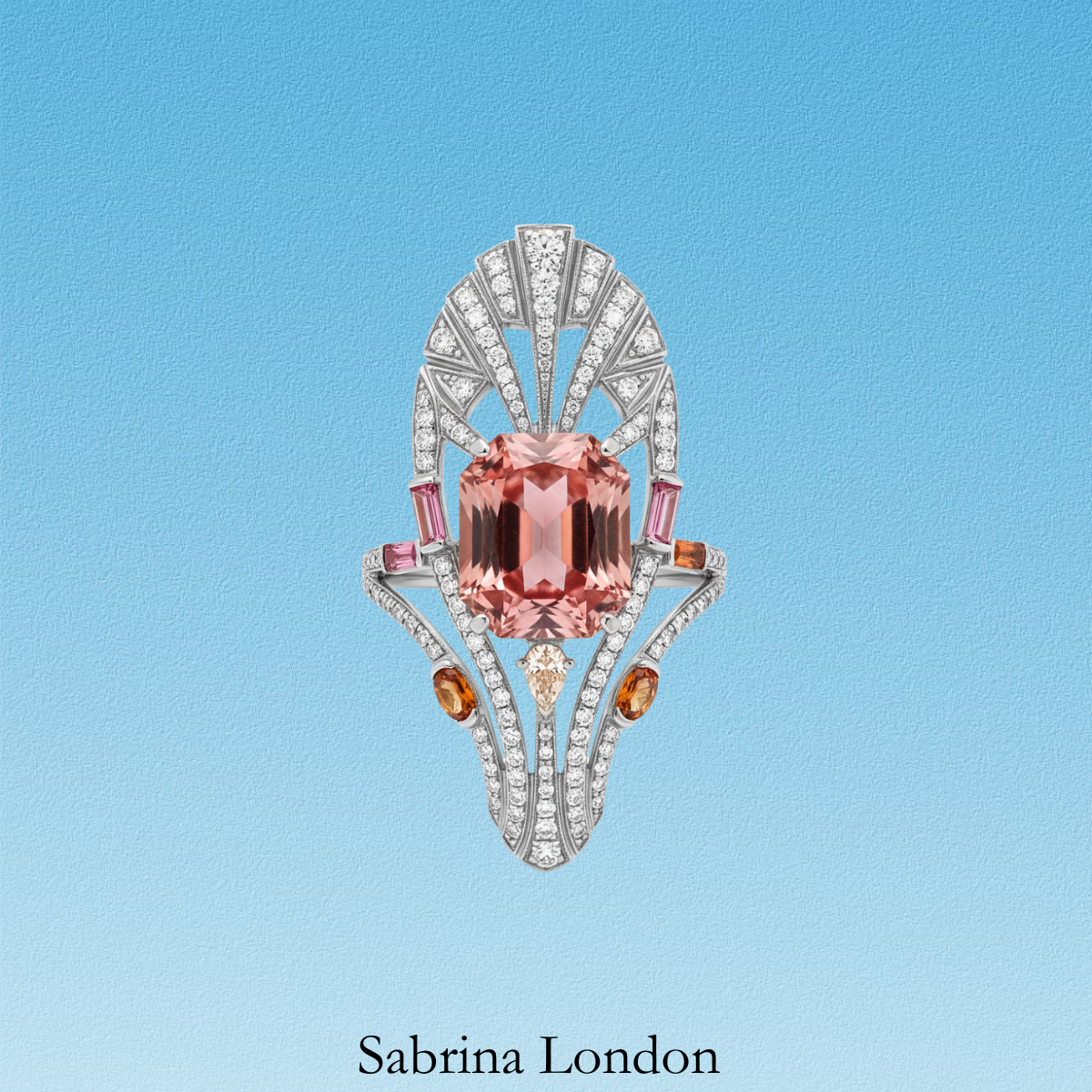 Sabrina London classic ring Lab-Grown  pink Sapphire 18K gold 5-carats Center stone