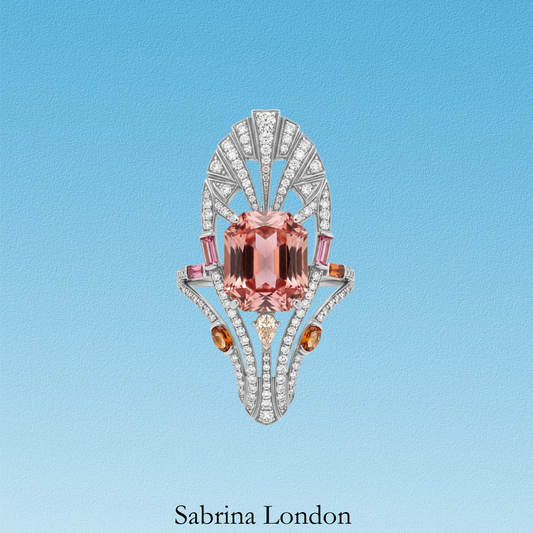 Sabrina London classic ring Lab-Grown  pink Sapphire 18K gold 5-carats Center stone