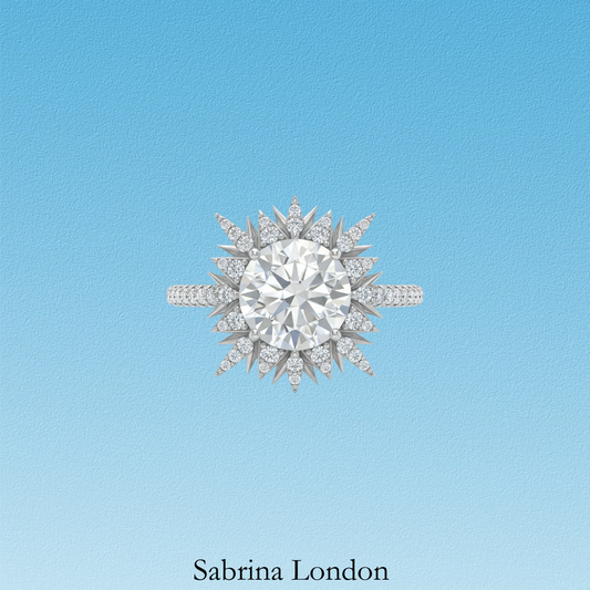 Sabrina London classic ring Lab-Grown diamond D/VS1 18K gold 5-carats Center stone