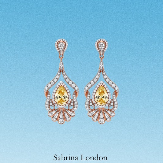 Sabrina London Classic eardrop Lab-Grown Fnacy vivid yellow diamond 18K Gold 2-3ct Center Stone