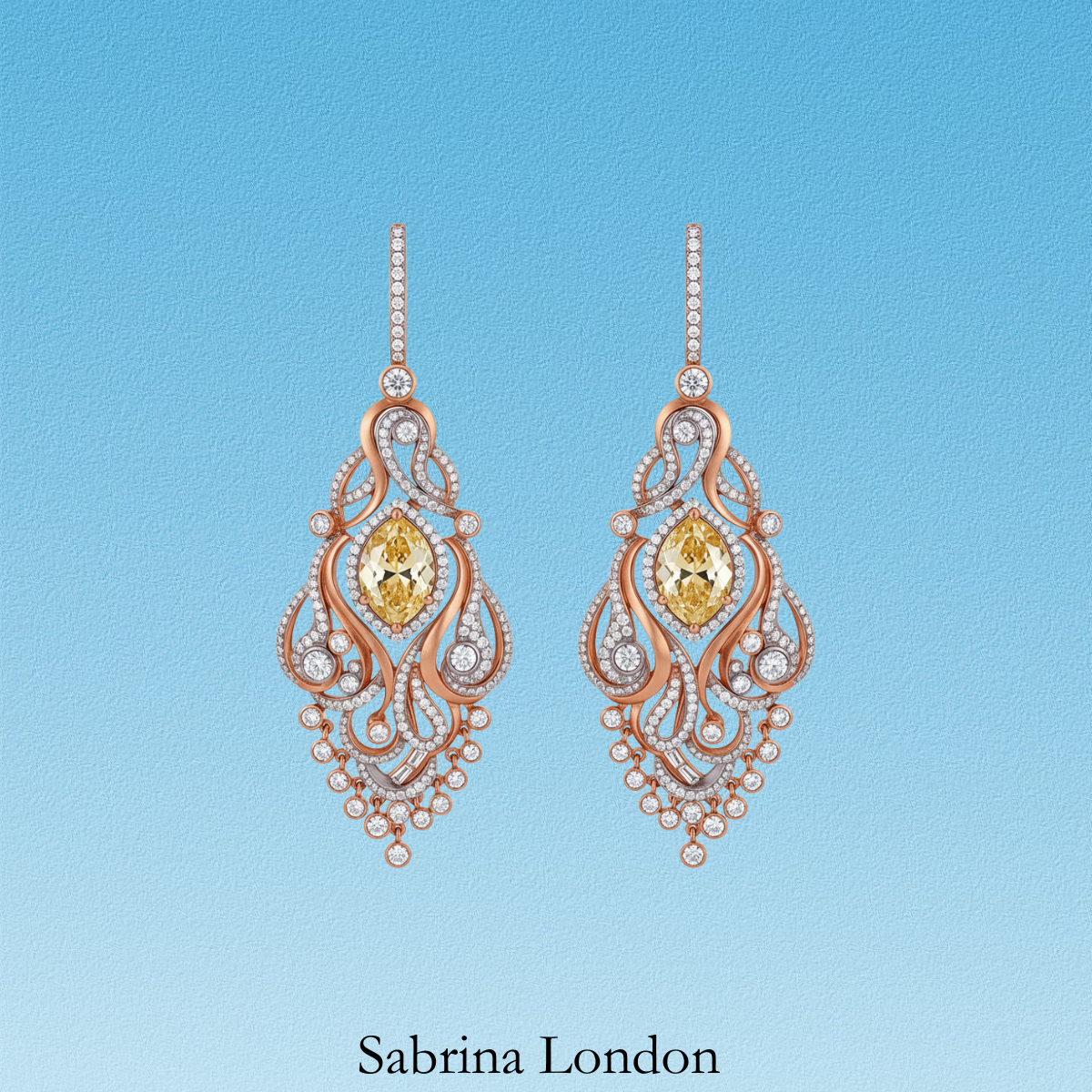 Sabrina London Classic eardrop Lab-Grown Fnacy vivid yellow diamond 18K Gold 2-3ct Center Stone